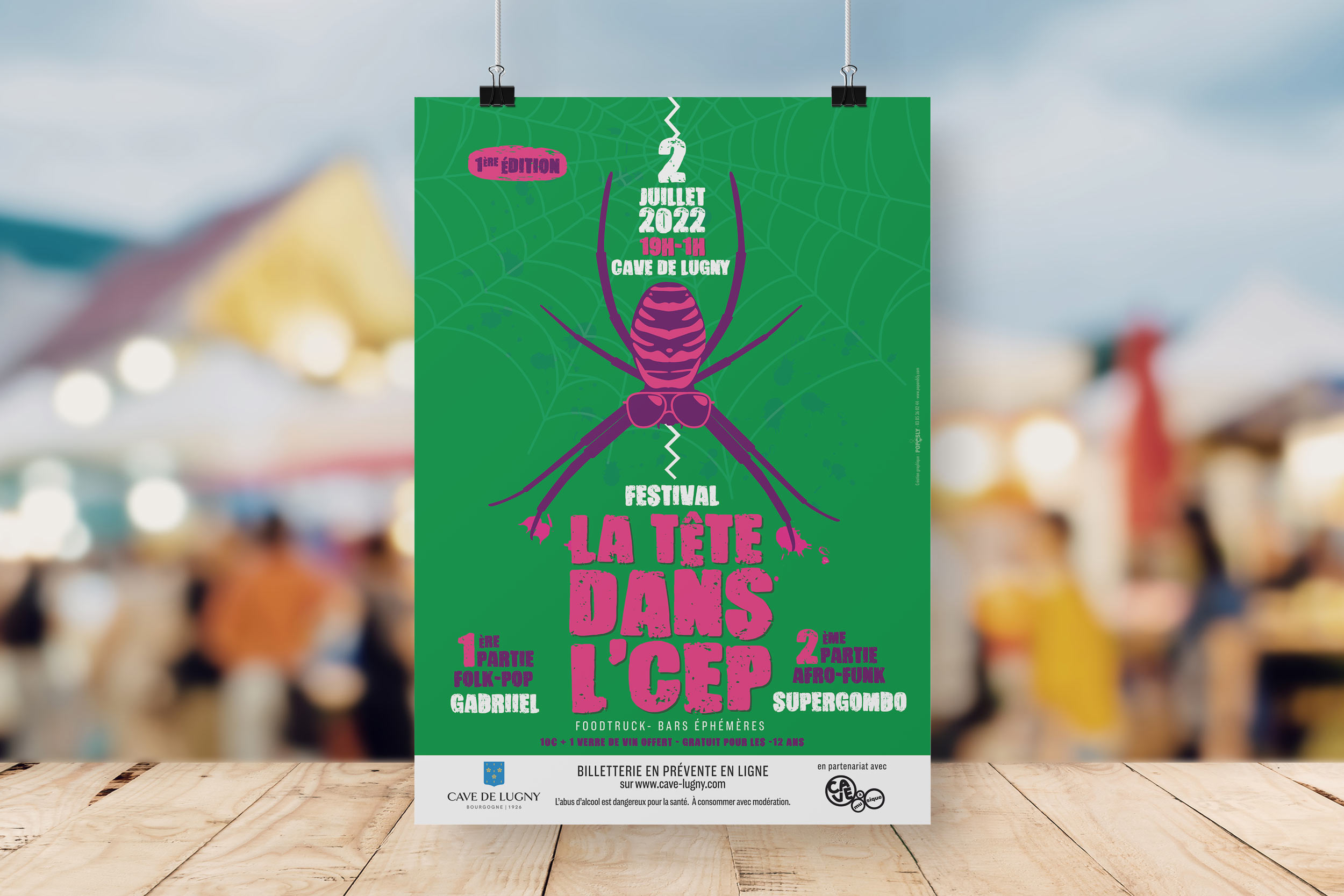 affiche la tête dans l'cep, cave de lugny