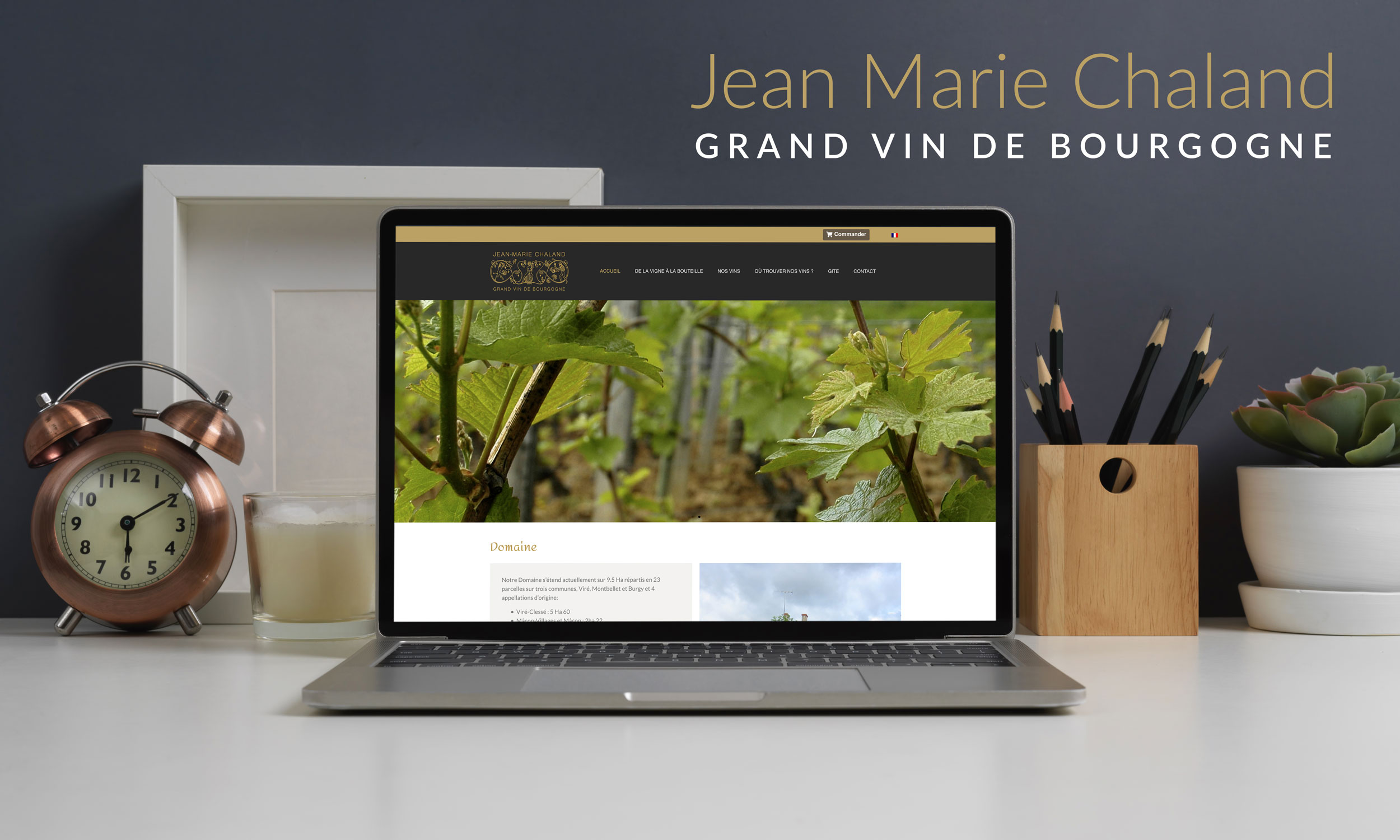 Mockup du site vitrine Jean Marie Chaland, Grand Vin de Bourgogne