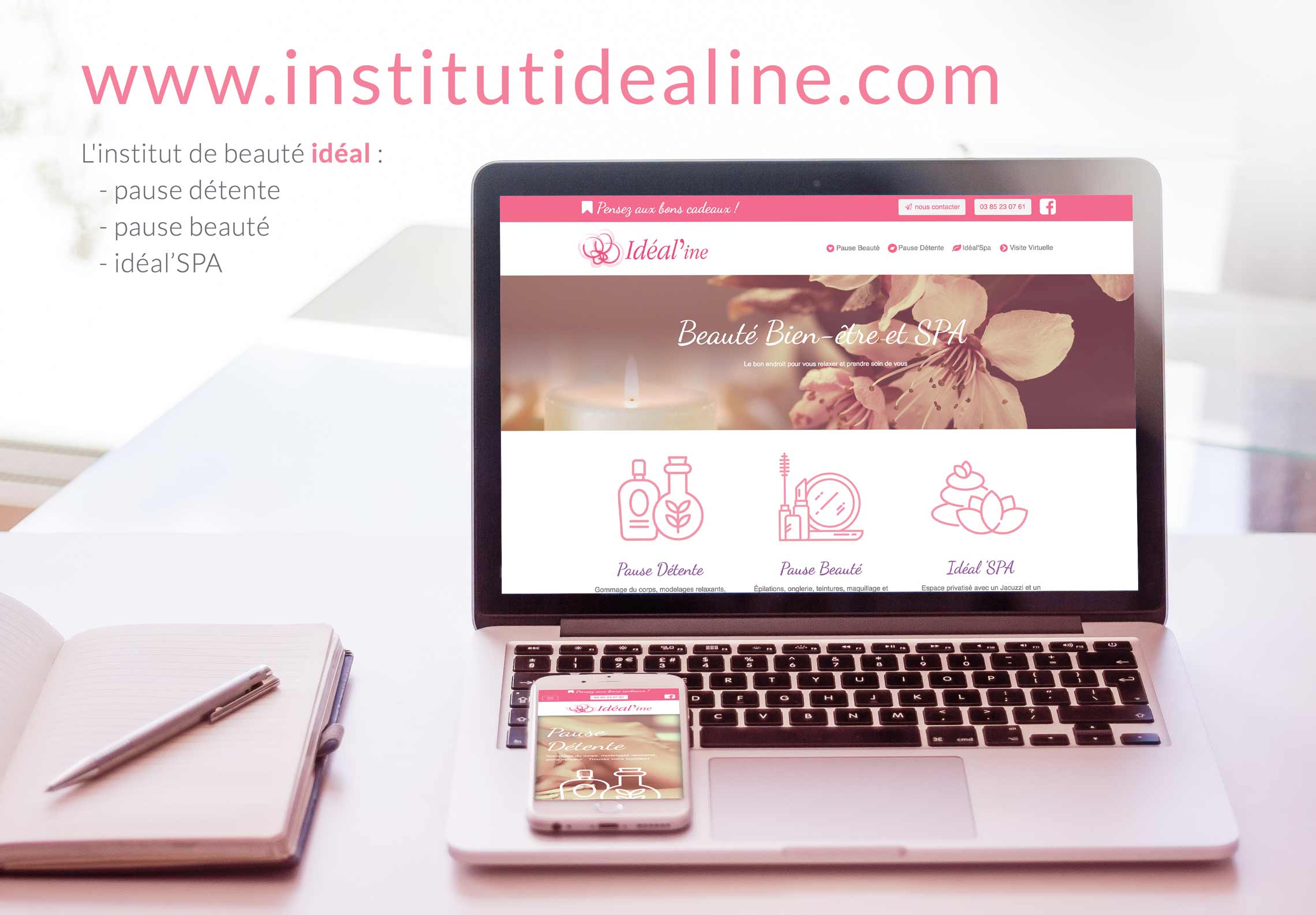 creation du site internet pour l'institut de beauté Idéaline à Crêches-sur-Saône