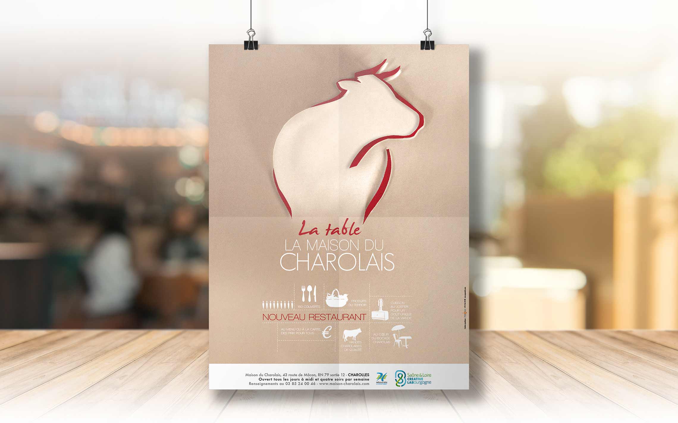 affiche de la maison du charolais pour le restaurant
