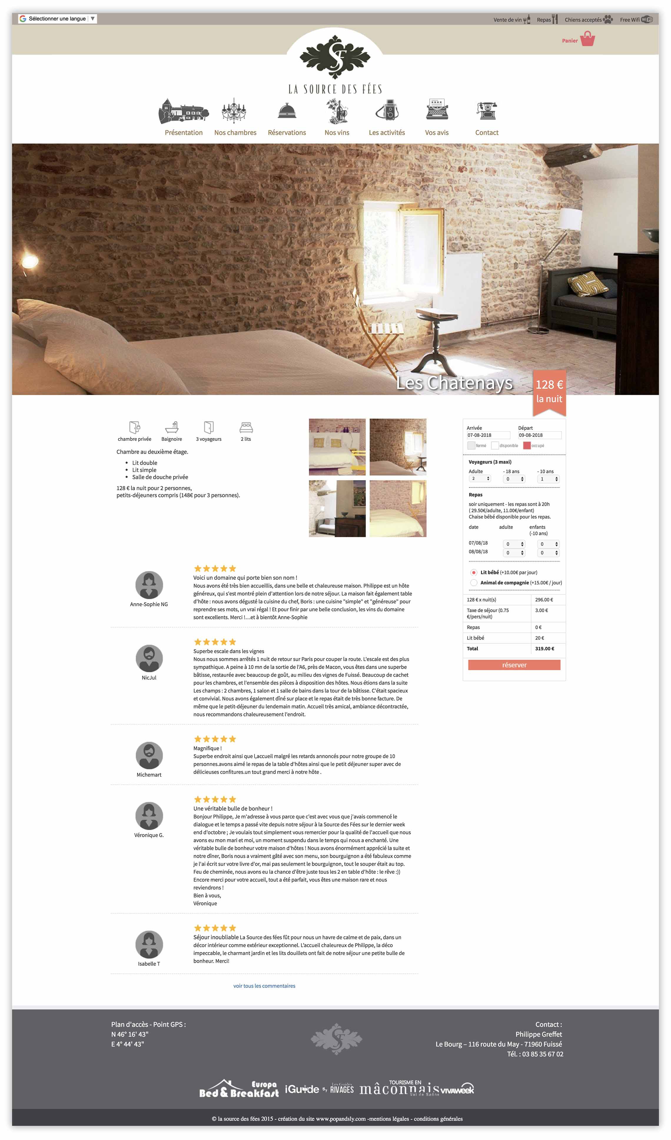 page de réservation de la chambre Chatenay